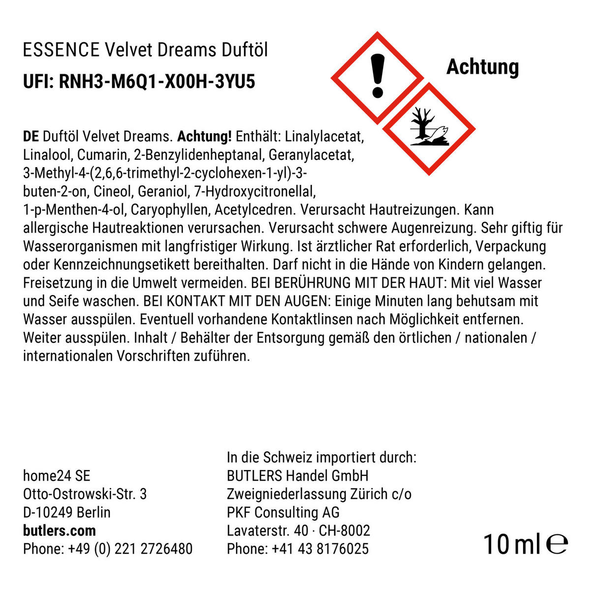 DUFTÖL Essence Velvet Dreams 10ml - Braun, Glas (2.4/7/2.4cm) - Butlers