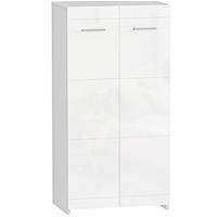 SCHUHSCHRANK 36/55/108 cm mit verstellbaren Regalböden aus Holzwerkstoff und Türen, Weiß Hochglanz - Weiß, Holz (55/108/36cm) - Redom