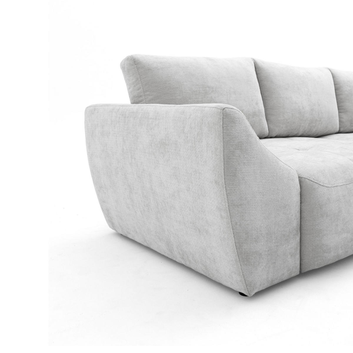 ECKSOFA NICE L Rechts mit Schlaffunktion 137x204 Chenille Hellgrau - Hellgrau/Schwarz, Holz/Textil (165/260cm) - Muffo