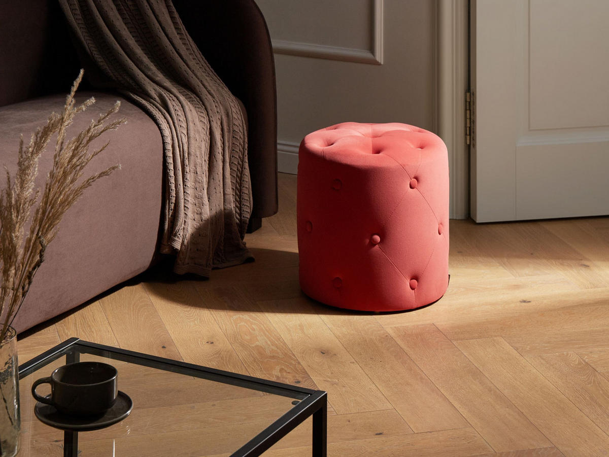 POUF Corolla 40/40/40 cm - Rot, Textil (40/40/40cm) - Beliani