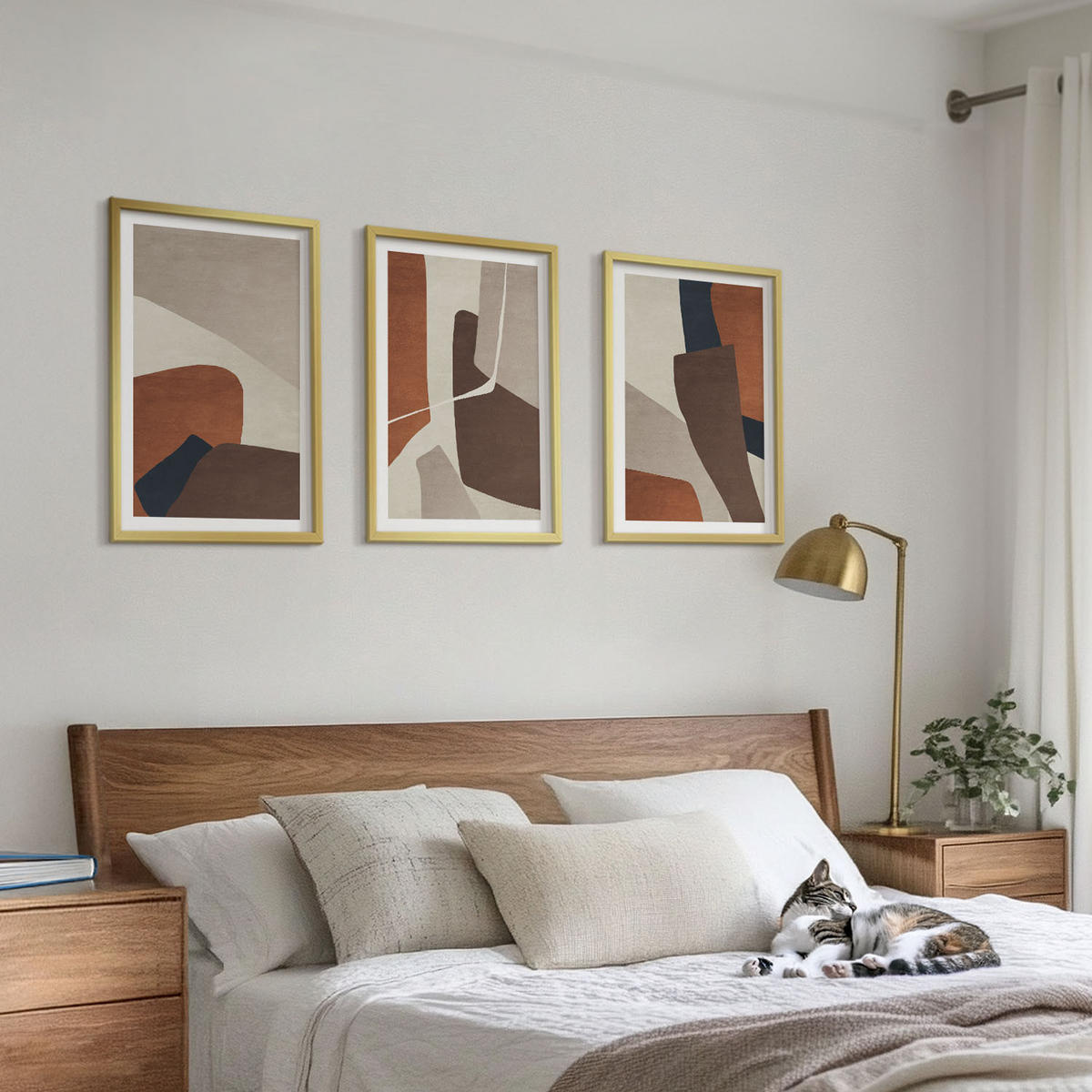 BILDER SET 3er Set - 40x60 cm Goldrahmen - Abstrakte moderne Strukturen - Goldfarben, Kunststoff (40/60cm) - TULUP