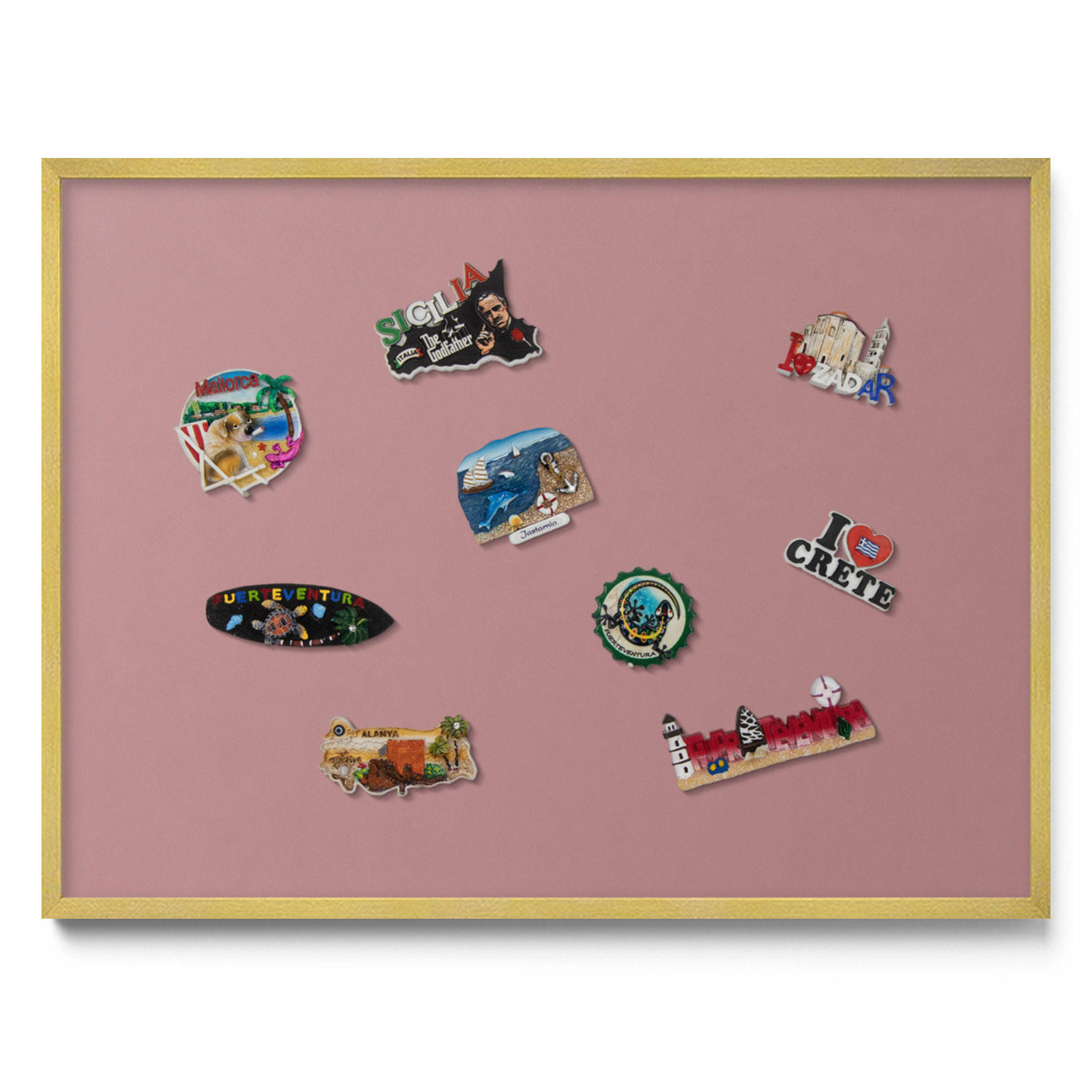 MAGNETTAFEL 80x60 cm Goldener Rahmen Pastellrosa - Pink, Metall (80/60/0.4cm) - TULUP