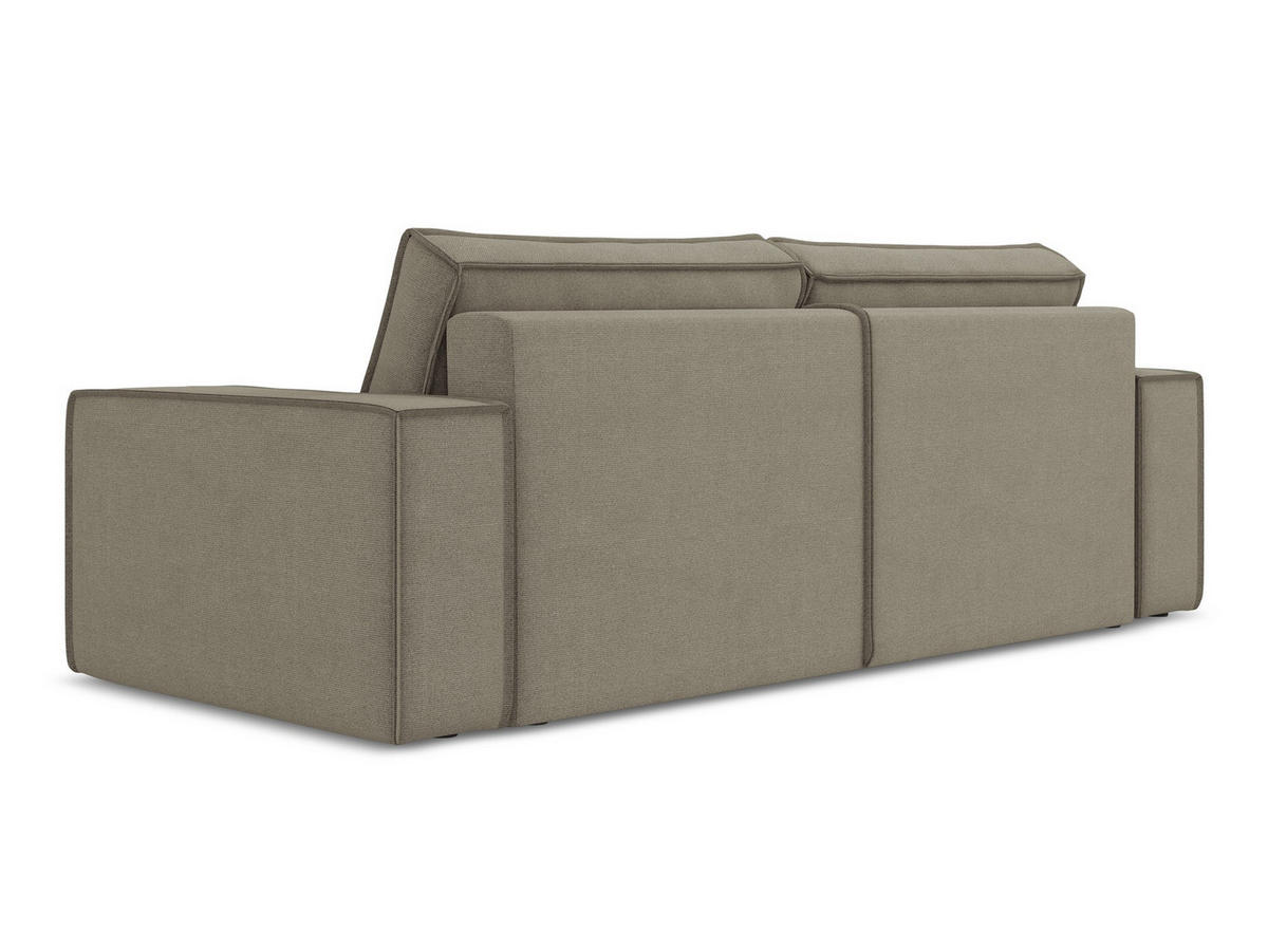 3-SITZER SOFA mit Schlaffunktion Strukturstoff Stoff Beige - Beige/Schwarz, Kunststoff/Textil (255/85/105cm) - Makamii