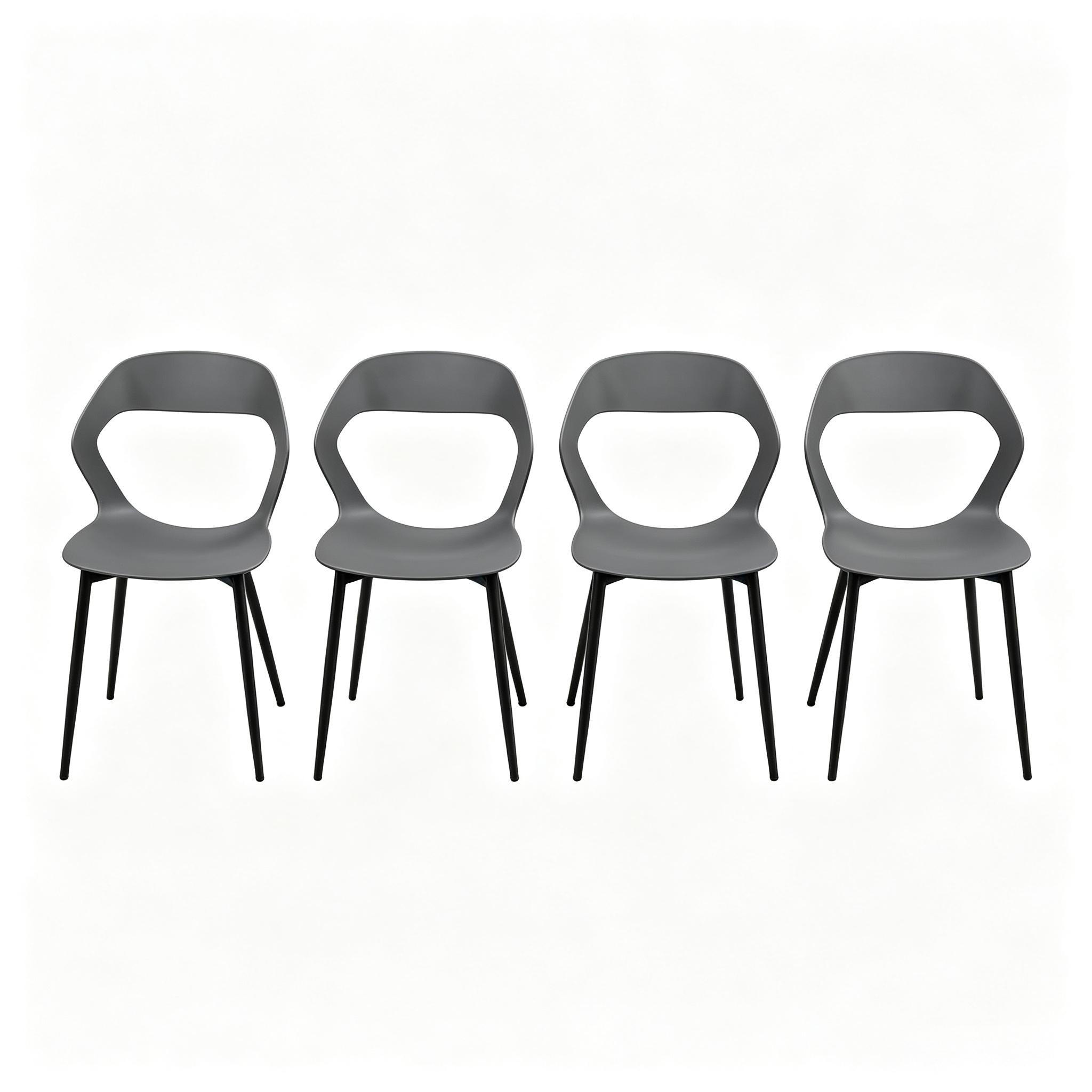 STUHL-SET DE-36242 4 Stück mit PP-Sitz Grau - Grau, Metall (44/83/51cm) - ComfortXL