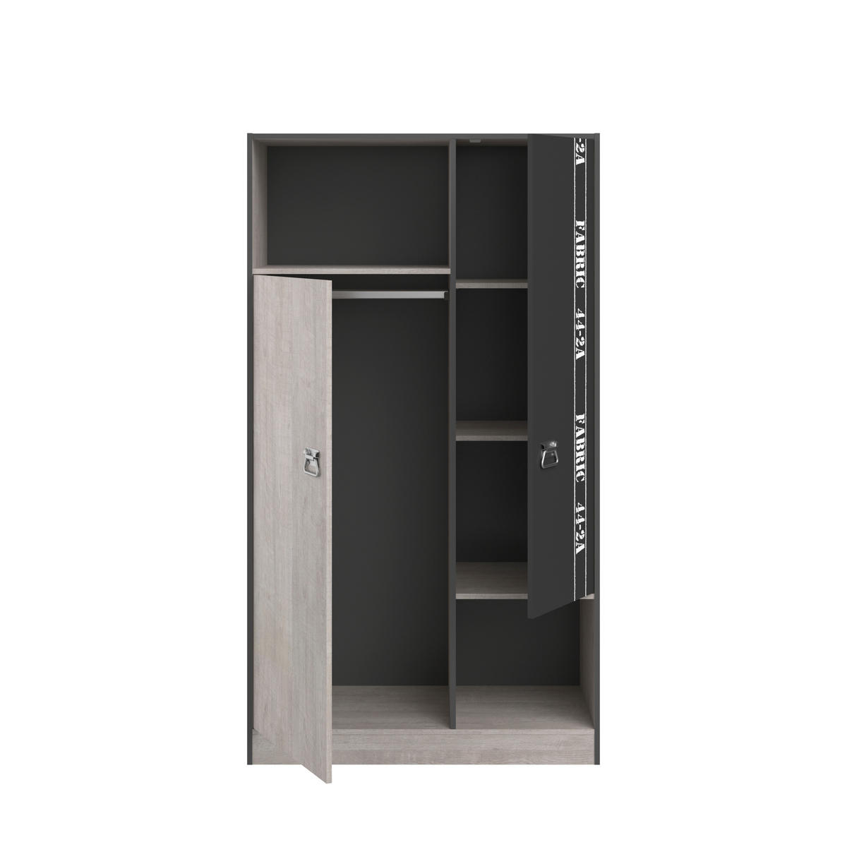 JUGENDZIMMER Fabric 2 in Esche und Grau 6 teilig - Braun, Holzwerkstoff (120/200/80cm)