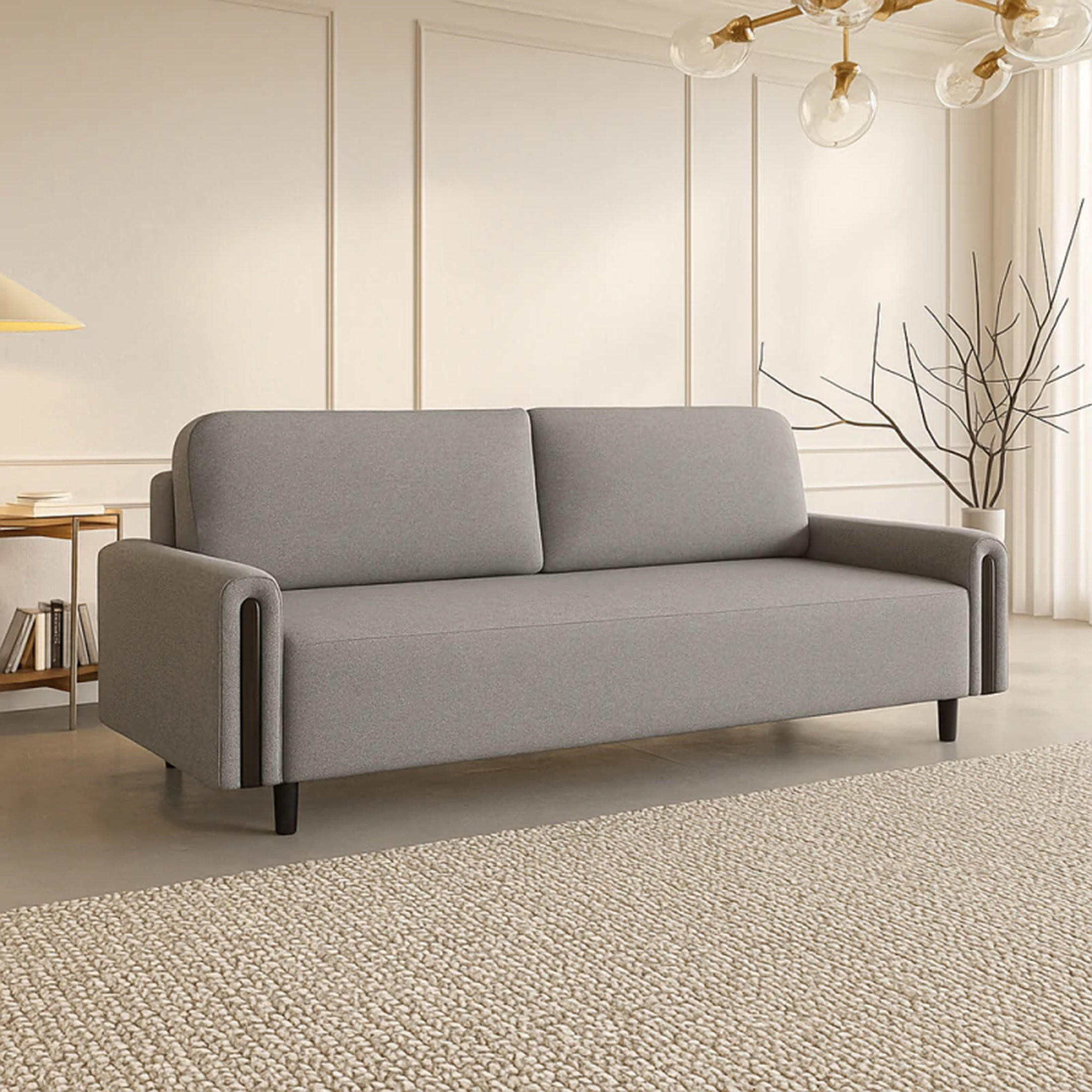 SCHLAFSOFA Modern, Sofa mit Schlaffunktion und Bettkasten, Farbe: Grau / Schwarz, Bouclé-Stoff - Schwarz/Grau, Textil (236/93/97cm) - Sepro Meble