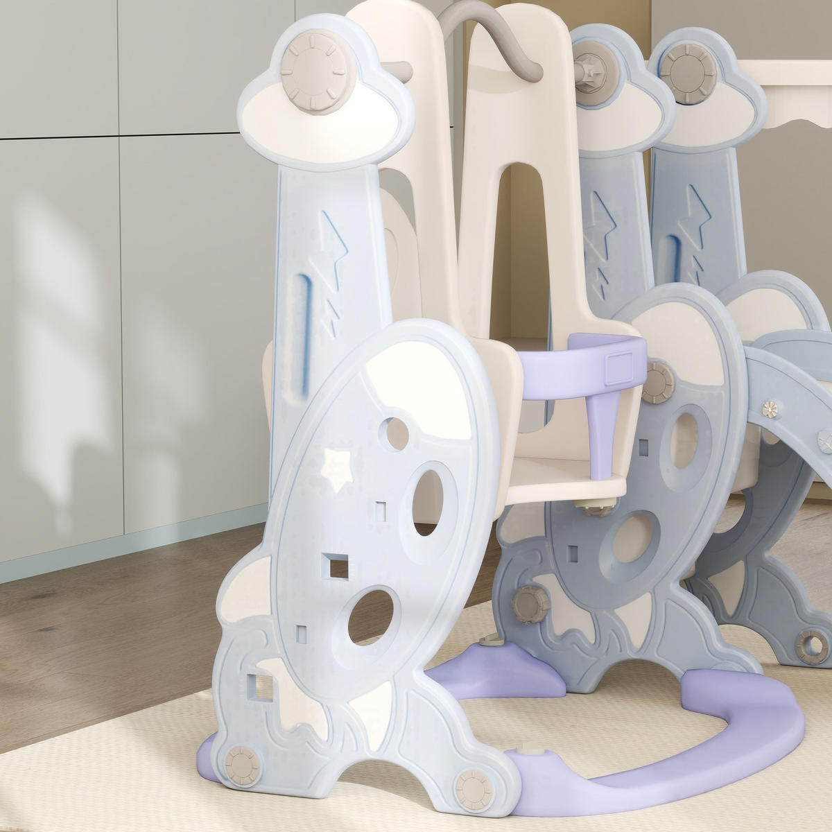 KINDERSCHAUKEL MIT RUTSCHE, Hellblau, Kunststoff - Hellblau, Kunststoff (147.5/107/160cm) - AIYAPLAY