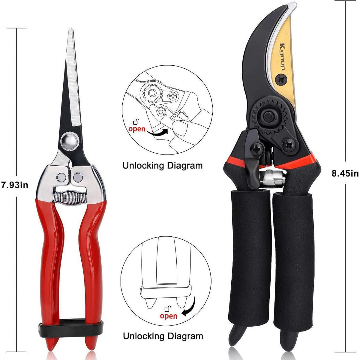 GARTENSCHEREN-SET 3-teilig Edelstahl mit Handschuhen - Multicolor, Metall (8.5/2/21.4cm)
