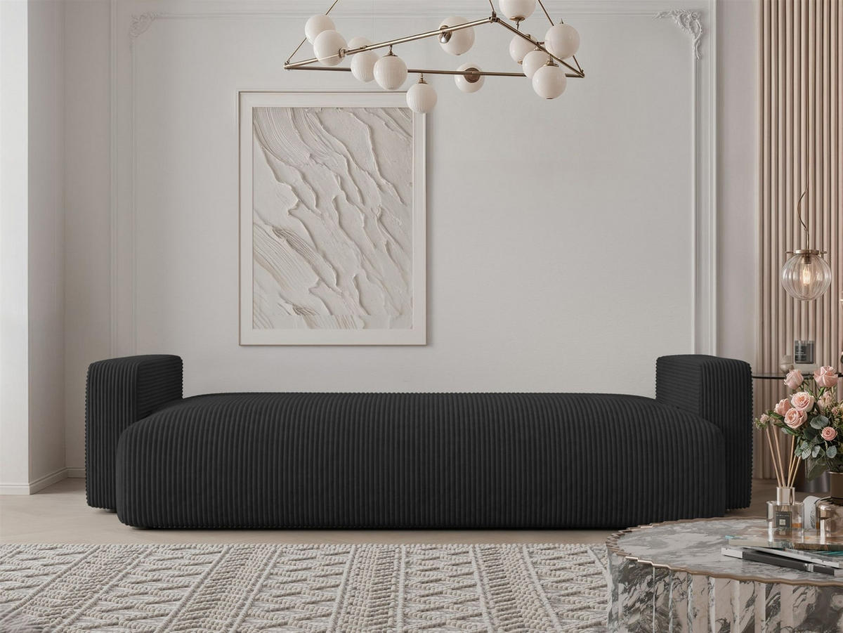 SCHLAFSOFA Luna - Schwarz, Holzwerkstoff/Textil (246/79/96cm) - Fun Möbel