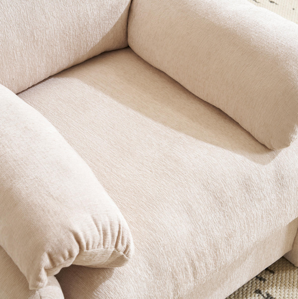 SESSEL 96/82/84 cm beige aus Chenille mit Armlehnenkissen - Beige, Textil (82/84/96cm) - OKWISH