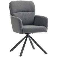 ESSZIMMERSTUHL 360° Drehbar Küchenstuhl mit Leinenbezug, Ergonomisch Grau - Schwarz/Grau, Textil/Metall (63/93/57cm) - HOMCOM