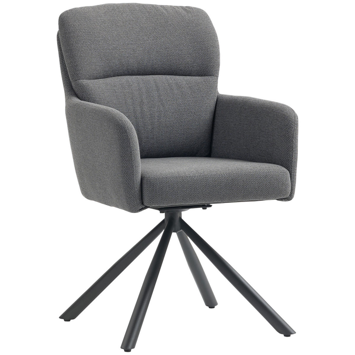 ESSZIMMERSTUHL 360° Drehbar Küchenstuhl mit Leinenbezug, Ergonomisch Grau - Schwarz/Grau, Textil/Metall (63/93/57cm) - HOMCOM