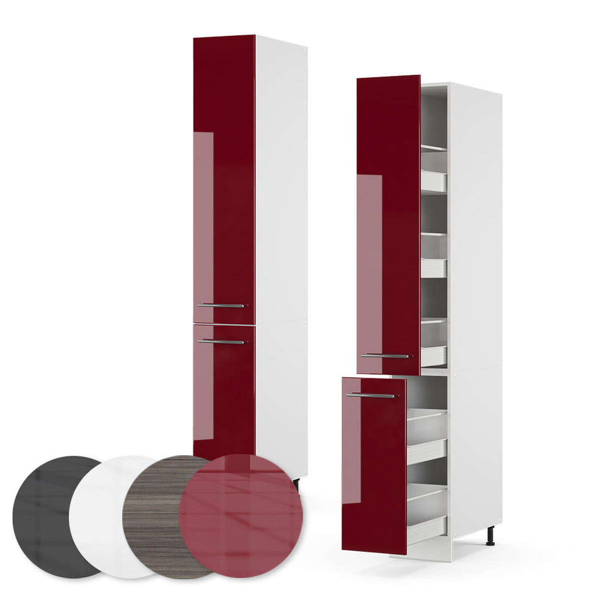 APOTHEKERSCHRANK Fame-Line Bordeaux Hochglanz 30 cm - Bordeaux/Weiß, Holzwerkstoff (30/206.8/58cm) - Vicco