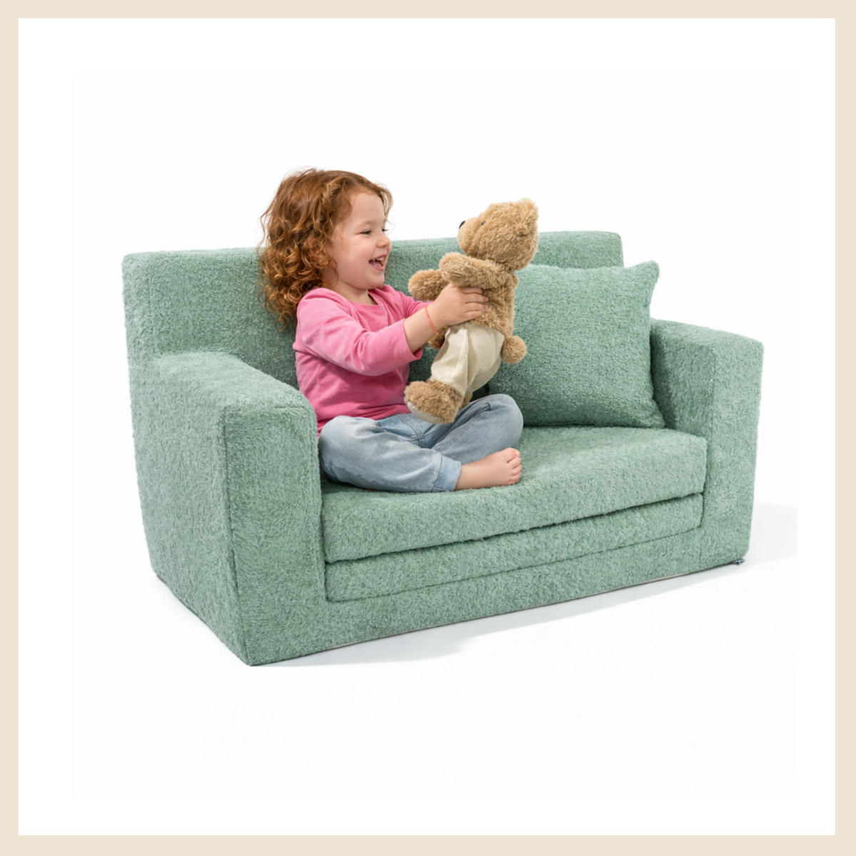 KINDERSOFA David – Stilvoller Komfort für das Kinderzimmer - In den Trendfarben - Hellgrün, Textil (83/47/43cm) - Fortisline