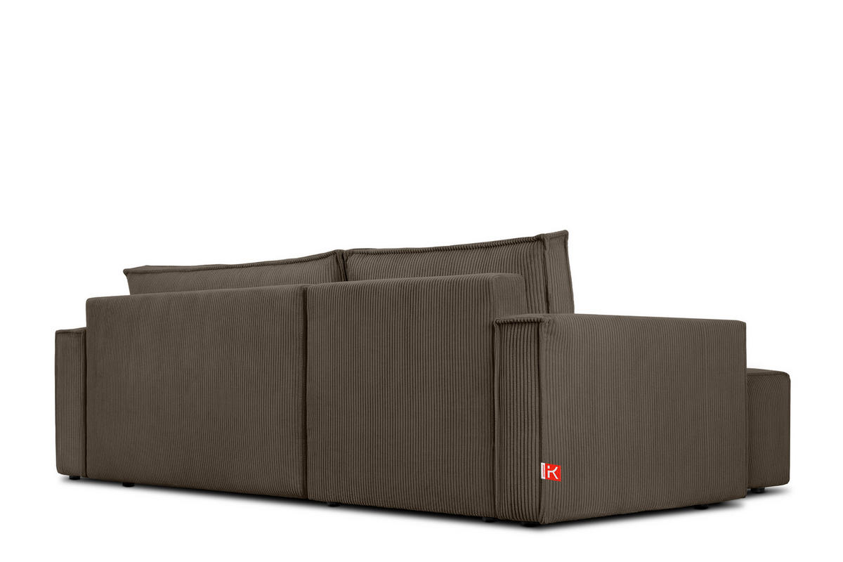 ECKSOFA-LINKS/RECHTS NAPI Schlaffunktion mit Cordbezug, braun - Schwarz/Braun, Textil (246/148cm) - KONSIMO®