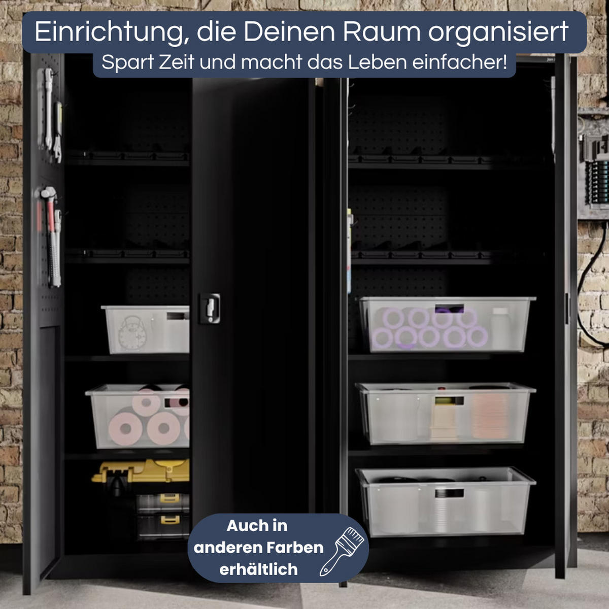 WERKZEUGSCHRANK mit Lochwand BRUNO Werkzeugwand 185x92x50cm Grau - Grau, Metall (92/185/50cm) - Jan Nowak