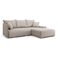 ECKSOFA Lauren L- Form 246 x 188 cm, 4 Sitzer, Bettzeugablage, Sofa, Eckcouch, Cord, rechte Seite, beige - Beige, Kunststoff (246/188cm) - Margaret Hadas24