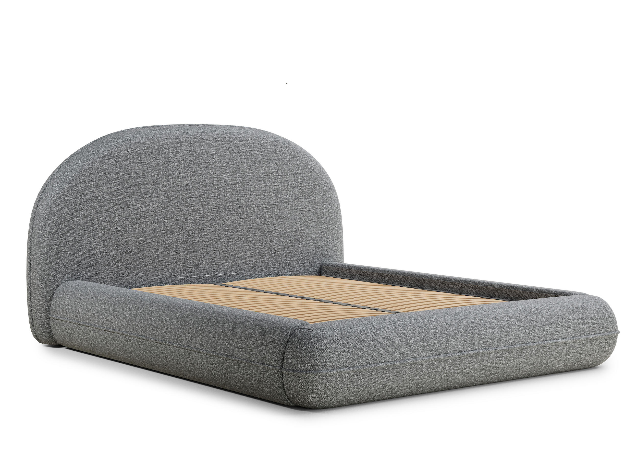 POLSTERBETT Koji Grau 140/200 cm im Boucle-Stoff - Schwarz/Naturfarben, Holz/Holzwerkstoff (140/200cm) - Maison de Reve