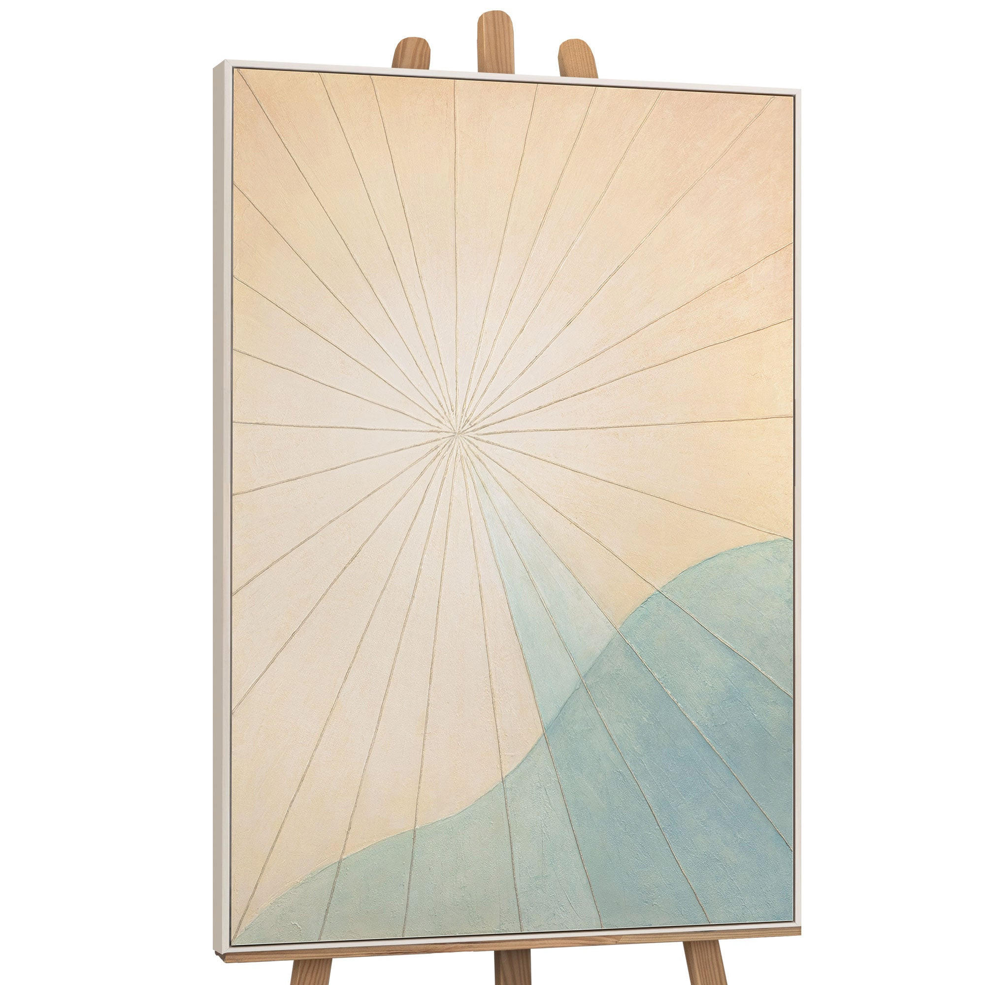 GEMÄLDE Morgendämmerung über dem Meer Schattenfugenrahmen Beige 140x100 cm - Beige, Holz (140/100cm) - YS-art gallery