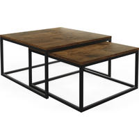 COUCHTISCHE Vella 2er-Set quadratisch, Lefkas Eiche 76/76/39cm + 66/66/34 cm - Alteiche/Schwarz, Holzwerkstoff/Metall (76/76/39cm) - WFL GROUP