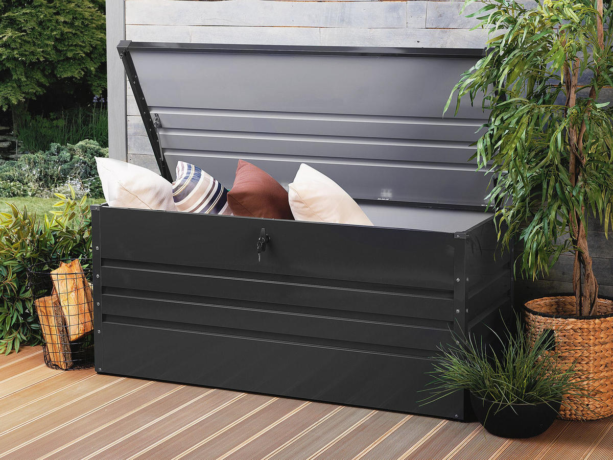 AUFLAGENBOX Stahl graphitgrau 132/62 cm Cebrosa - Graphitfarben, Metall (132/64/62cm) - Beliani