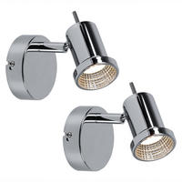 LED WANDLEUCHTE HOORN Silber mit beweglichem Spot 2er Set - Silberfarben, Metall (8/9/8cm)