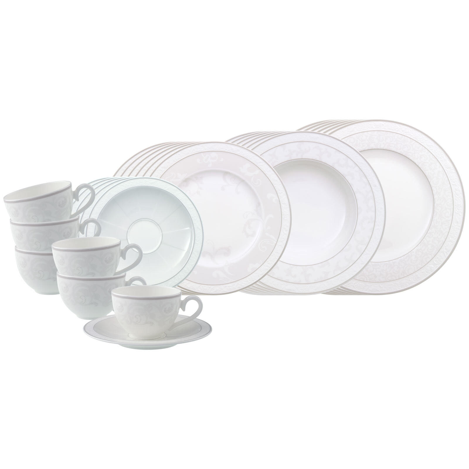 KOMBISERVICE Gray Pearl weiß 30er Set - Weiß, Keramik (1/1/1cm) - Villeroy & Boch