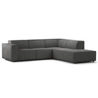 ECKSOFA mit Ottomane - Anthrazit/Schwarz, Kunststoff/Textil (260/234cm) - home24