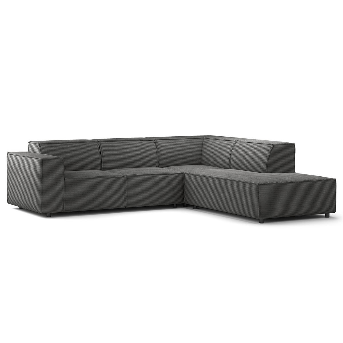 ECKSOFA mit Ottomane - Anthrazit/Schwarz, Kunststoff/Textil (260/234cm) - home24
