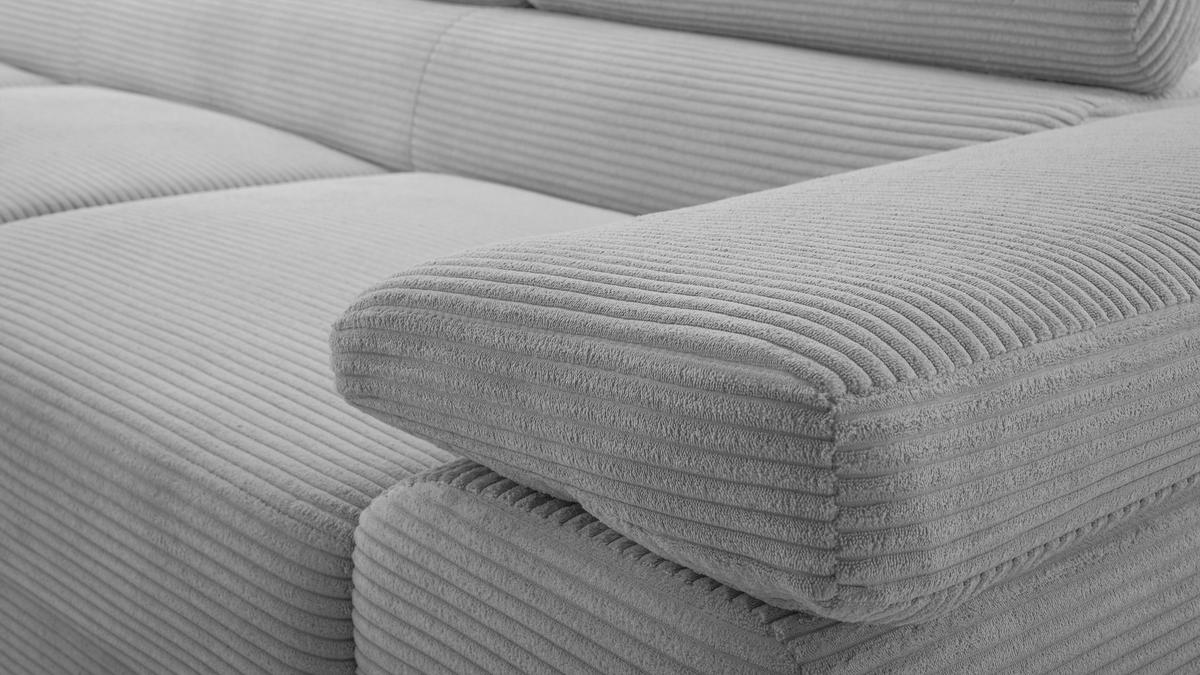 ECKSOFA L Form Arborio Hellgrau 280/203/90 cm Links mit Schlaffunktion - Hellgrau/Schwarz, Textil/Metall (203/280cm) - AX Living