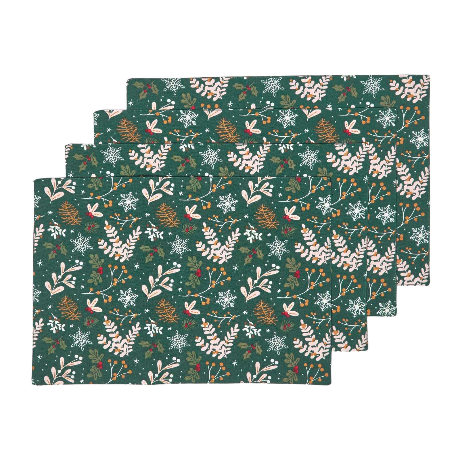 TISCHSET Weihnachtswald 4er-Set, grüne Platzsets Weihnachten 30/45 cm - Grün, Textil (30/45cm) - Homescapes