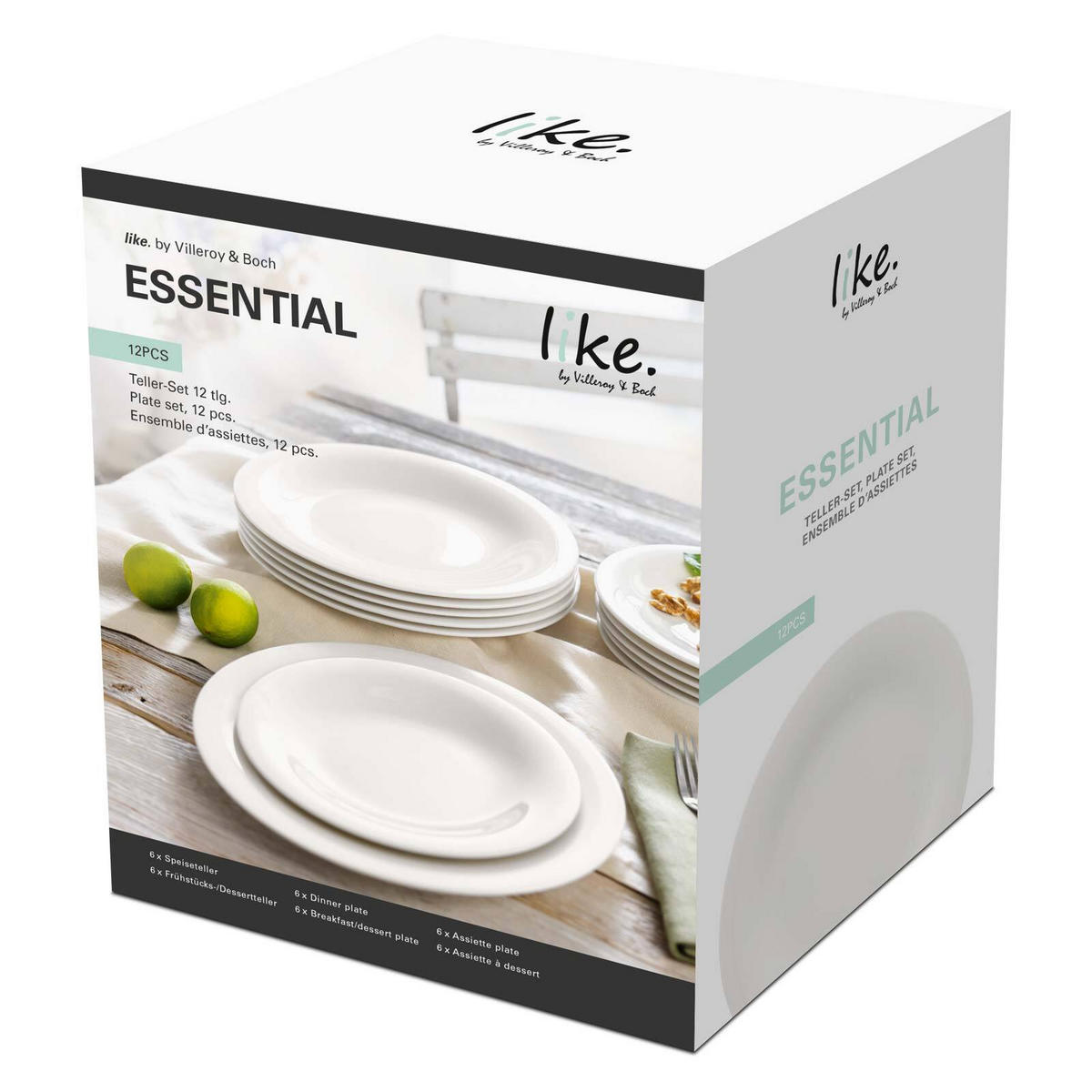 TELLER-SET Essential weiß 12er Set - Weiß, Keramik (26.5/40/33cm) - like.Villeroy & Boch
