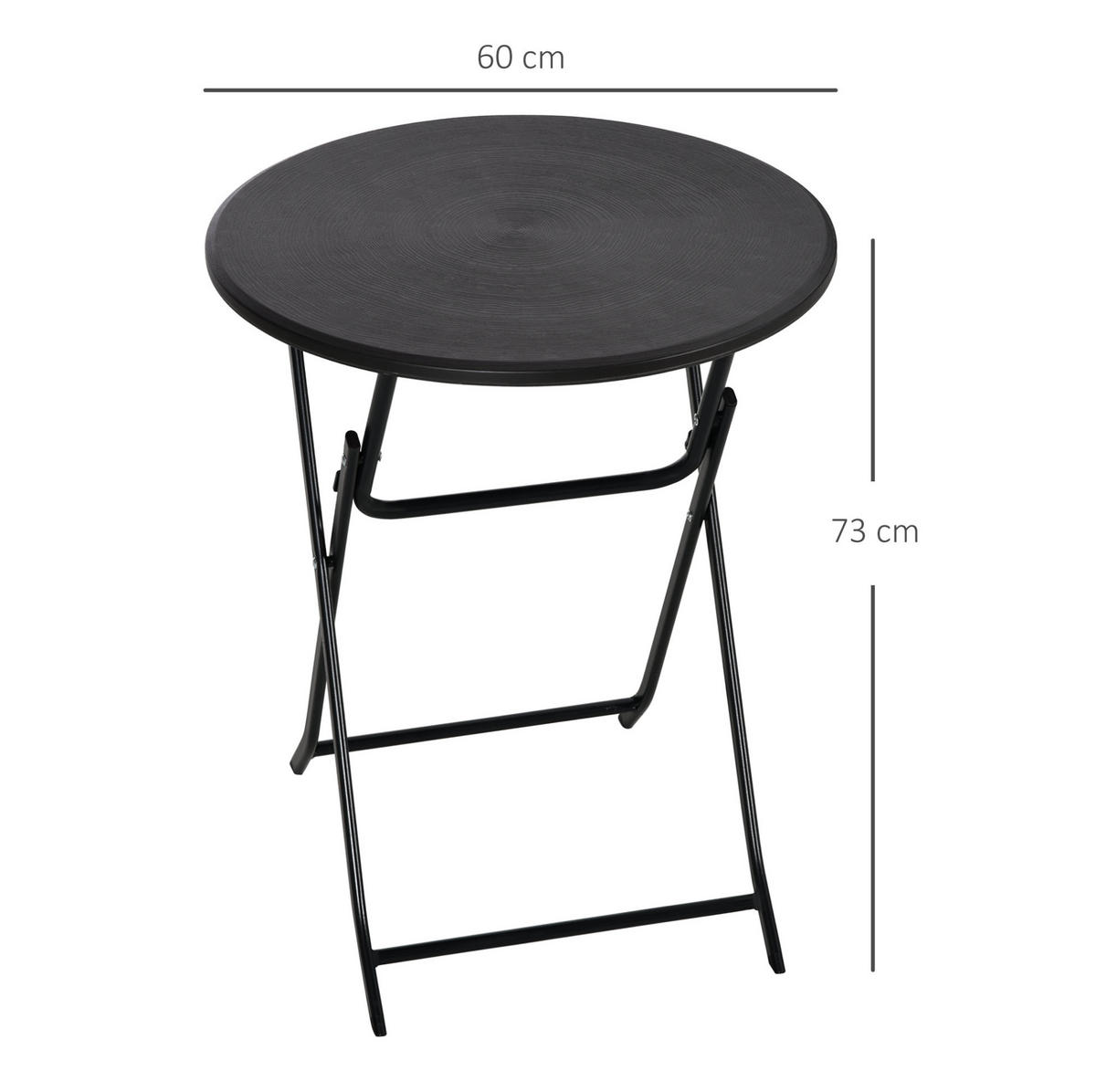 GARTENTISCH 60/60/73 cm dunkelgrau aus Stahl klappbar - Dunkelgrau, Metall (60/60/73cm) - OKWISH