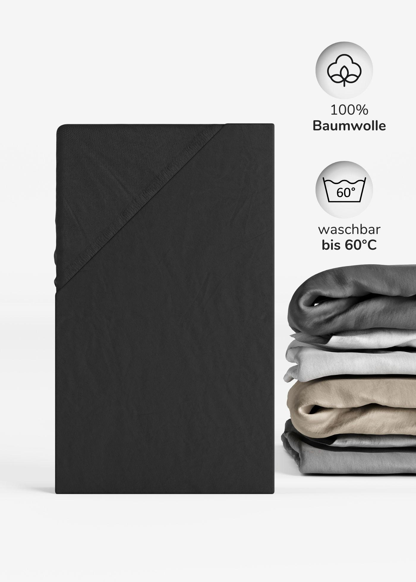 SPANNBETTLAKEN 90x55 cm Jersey schwarz | Spannbetttuch für Laufgitter & Babymatratzen - Schwarz, Textil (55/90cm) - Sämann – make a difference.