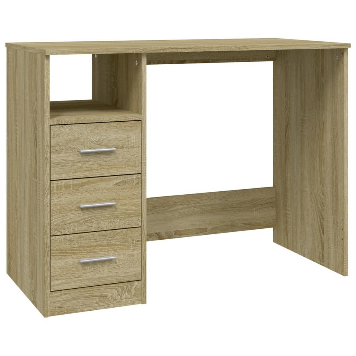 SCHREIBTISCH mit 3 Schubladen 102/50/76 cm aus Holzwerkstoff Sonoma-Eiche Dekor - Sonoma Eiche, Holz (50/102/76cm) - vidaXL