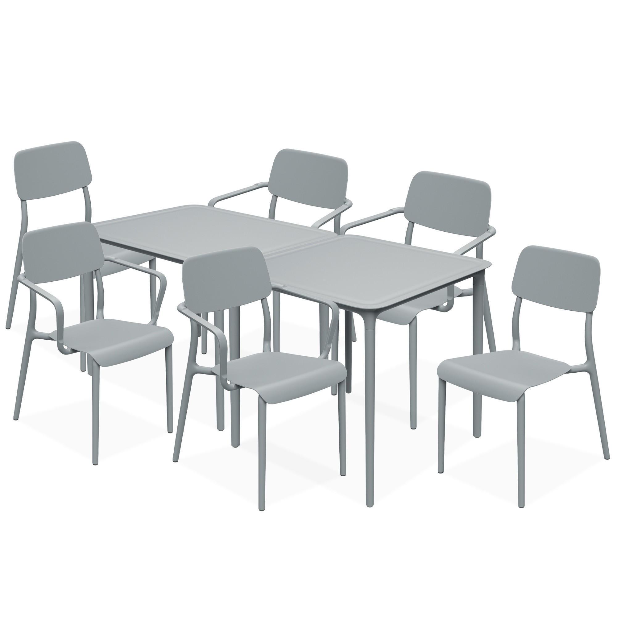 GARTENMÖBEL-SET GALIO, 8-tlg - Grau, Kunststoff - KONSIMO®