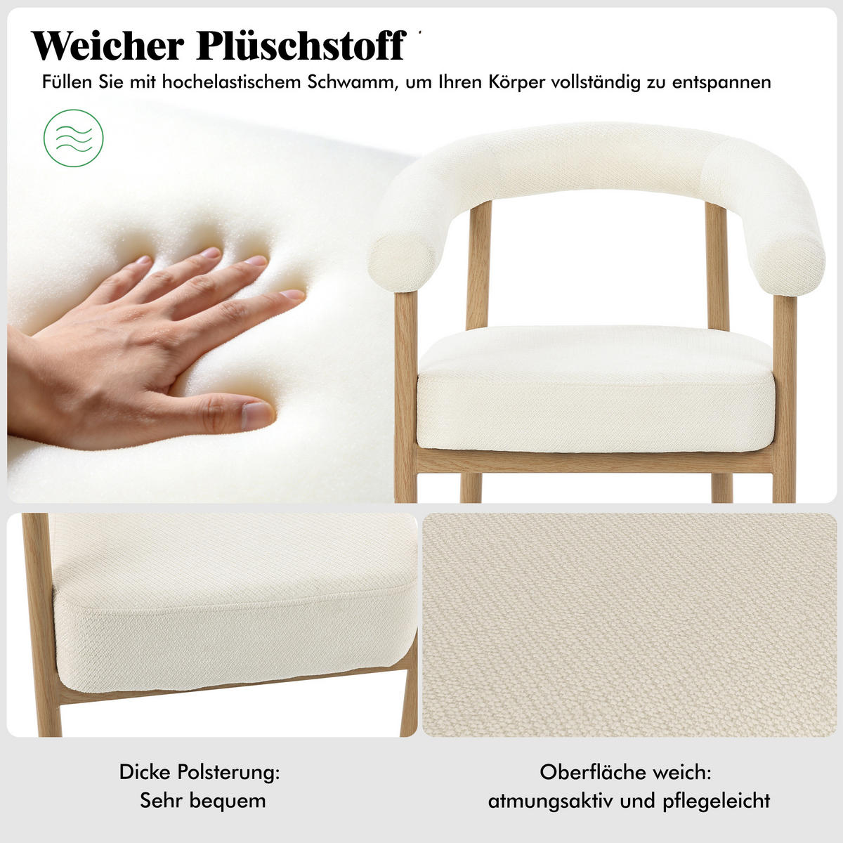 ARMLEHNSTUHL-SET DE-35642 6 Stück mit Metallgestell Weiß - Weiß, Metall (40.5/78/48.5cm) - ComfortXL