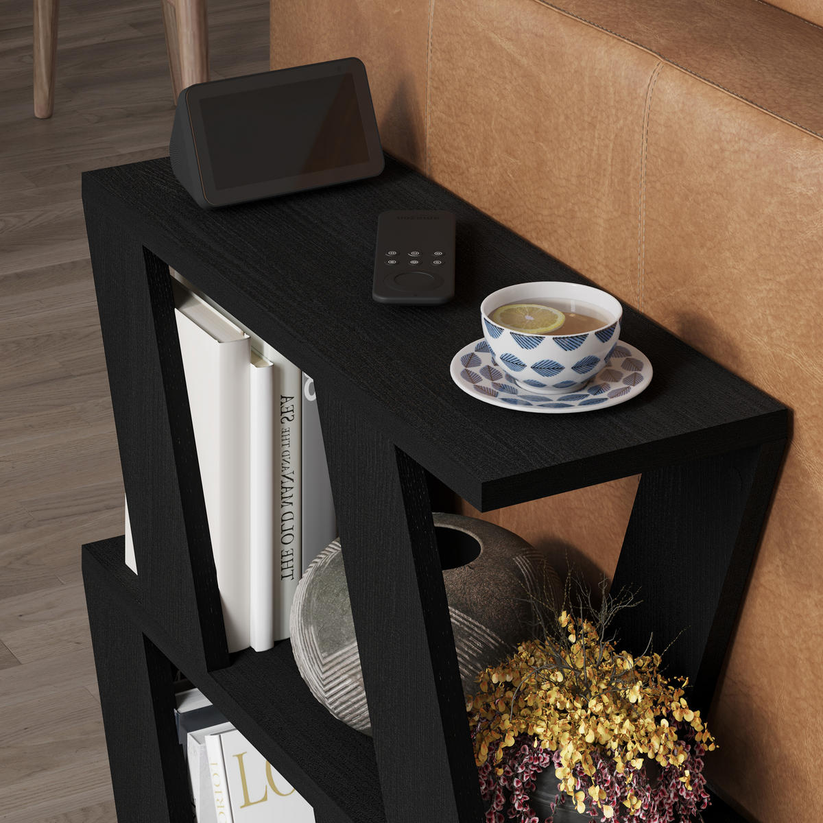 BEISTELLTISCH Lazena Schwarz Holz 60/21,2/55,4 cm - Dunkelgrau, Holzwerkstoff (21.2/60/55.4cm) - Decortie