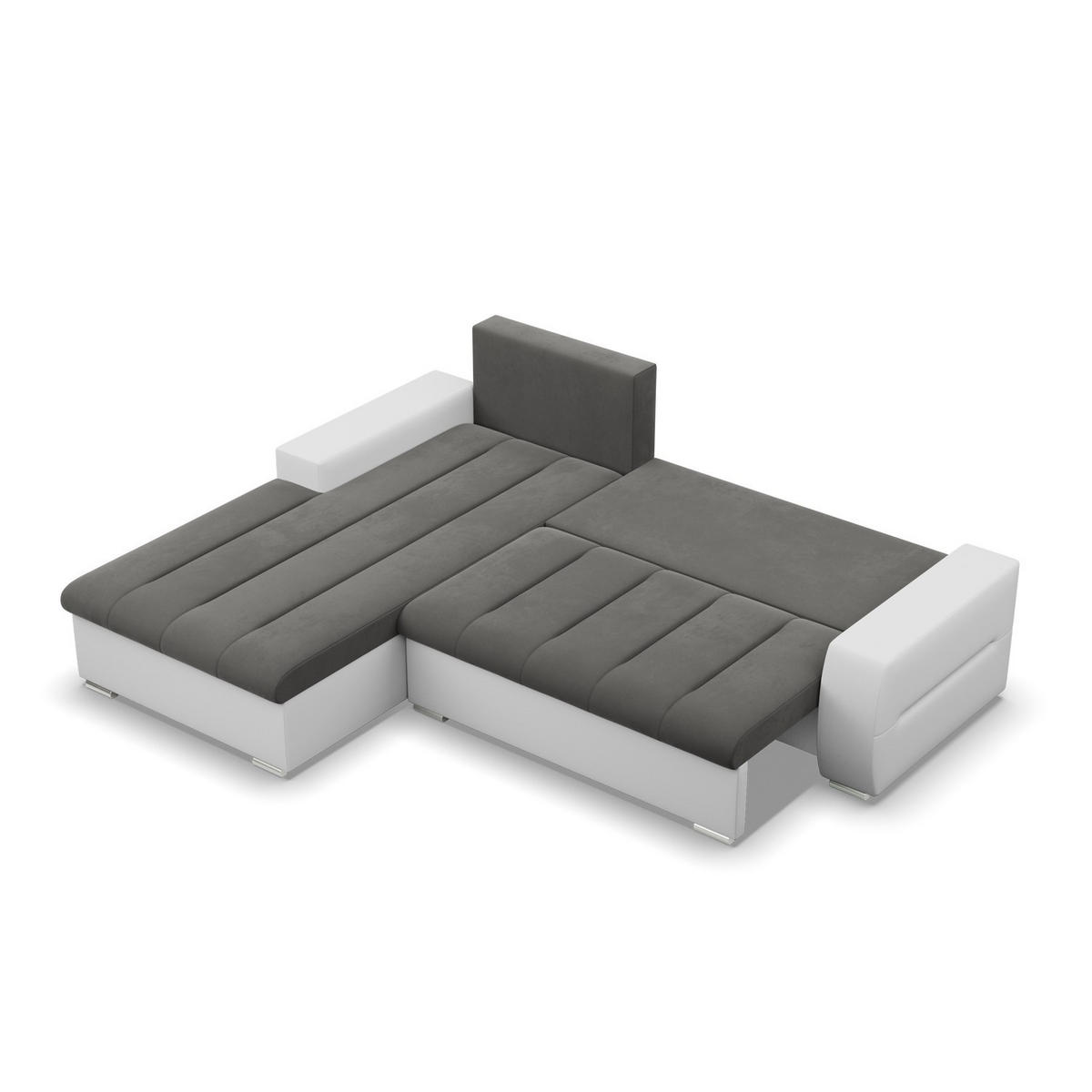 ECKSOFA MIT SCHLAFFUNKTION AURORA LINKS, Dunkelgrau + Grau - Dunkelgrau/Hellgrau, Textil (243/200cm)