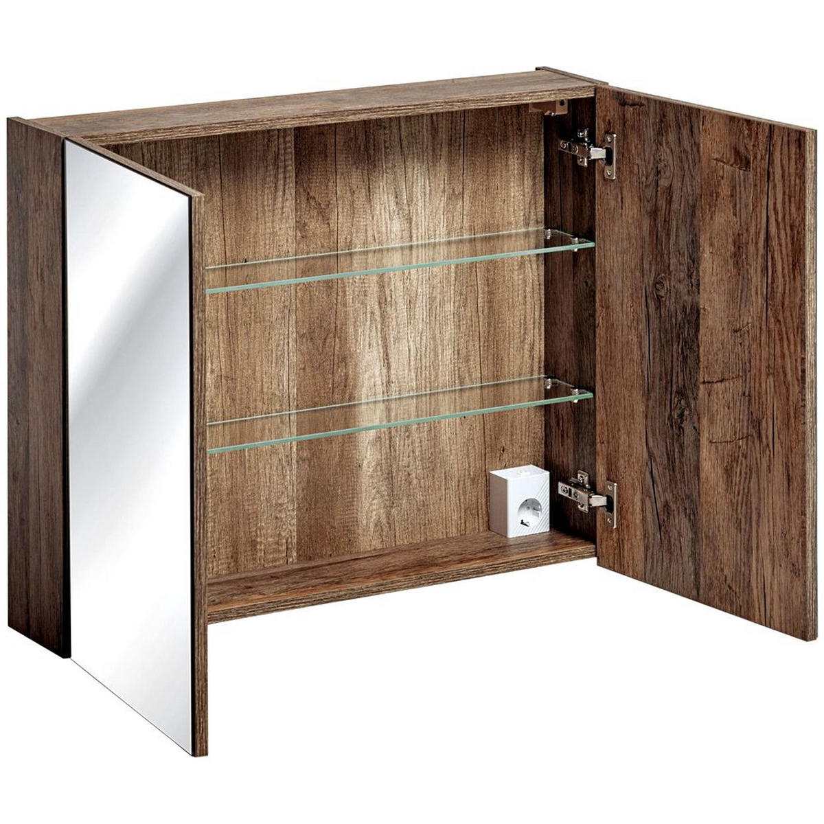 SPIEGELSCHRANK Puebla-56 - Braun, Holzwerkstoff (80/75/17cm) - Lomado