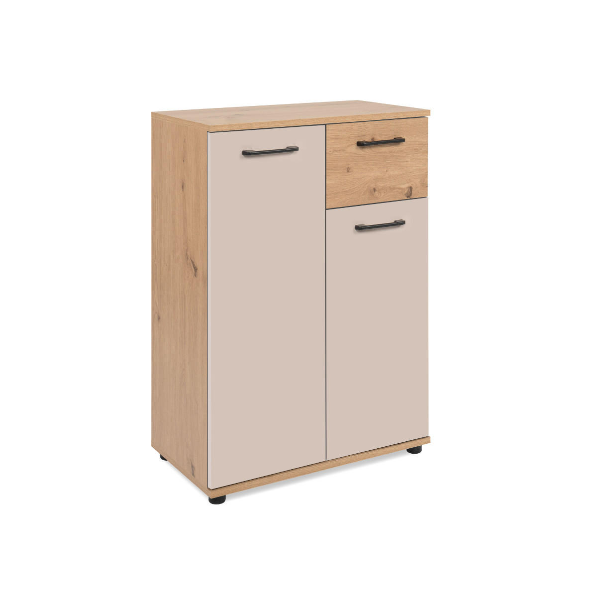 SIDEBOARD 2 Türen, 1 Schublade in Eicheneffekt und Kaschmir 35/85,5/60 cm - Eschefarben, Holzwerkstoff (35/85.5/39cm) - Calicosy