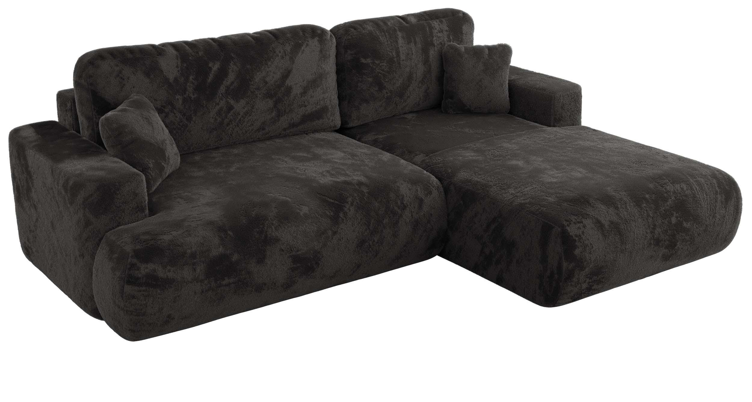 ECKSOFA OVO L Dunkelgrau Plüsch - Rechts Seite - Dunkelgrau/Schwarz, Kunststoff/Textil (195/271cm) - MKS
