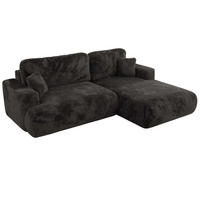 ECKSOFA OVO L Dunkelgrau Plüsch - Rechts Seite - Dunkelgrau/Schwarz, Kunststoff/Textil (195/271cm) - MKS