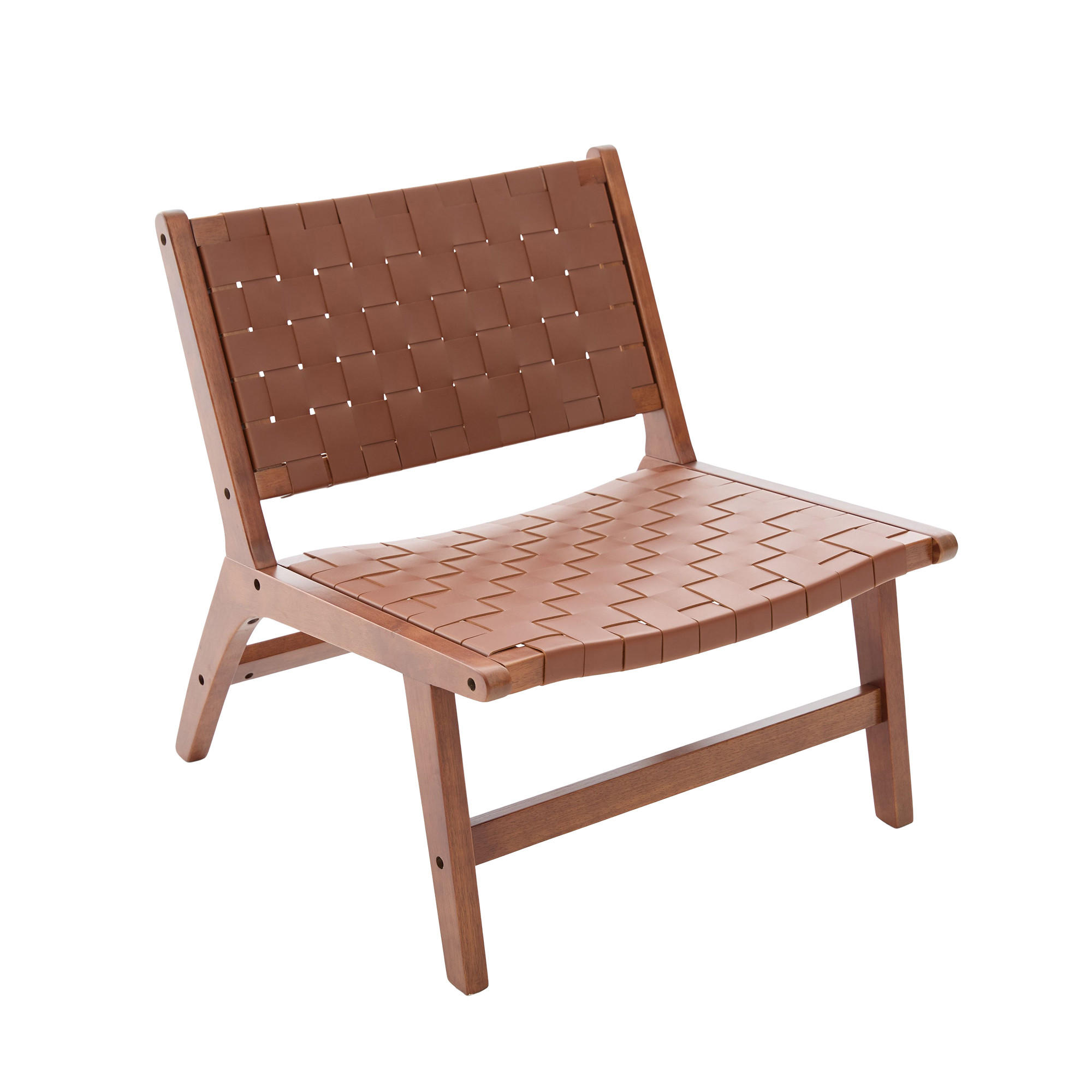 RELAXSESSEL mit Holzgestell, Kunstleder Flechtwerk, Breite Sitzfläche, Braun - Braun, Holz (66/72/71cm) - LVHOM