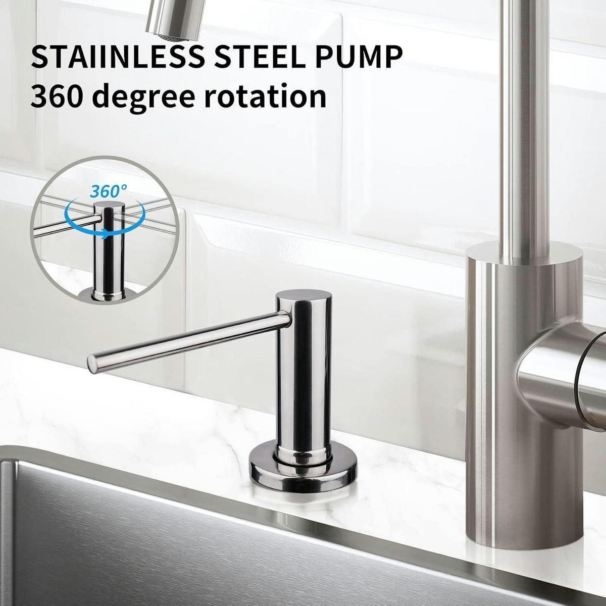 SPÜLMITTELSPENDER mit Edelstahlpumpe 500 ml poliert - Silberfarben, Metall (6/32/9.5cm)