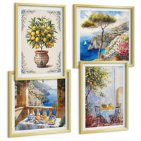 BILDER SET 4er Set - 50x50 cm & 40x60 cm Goldrahmen - Tisch aus Zitronenbaum - Goldfarben, Kunststoff (50/50cm) - TULUP