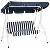 HOLLYWOODSCHAUKEL Florenz, 3-Sitzer Gartenschaukel, 170 cm, Farbe: Weiss / blau - Blau, Metall (170/153/110cm) - TPFGarden