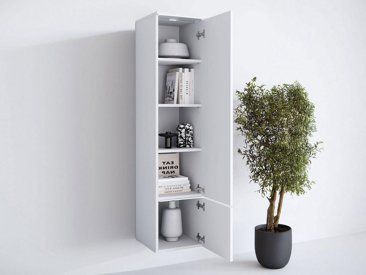 HÄNGEVITRINE Vera 001 mit LED Beleuchtung - Eiche Wotan/Alufarben, Holzwerkstoff/Kunststoff (30/130/33cm) - MIRJAN24