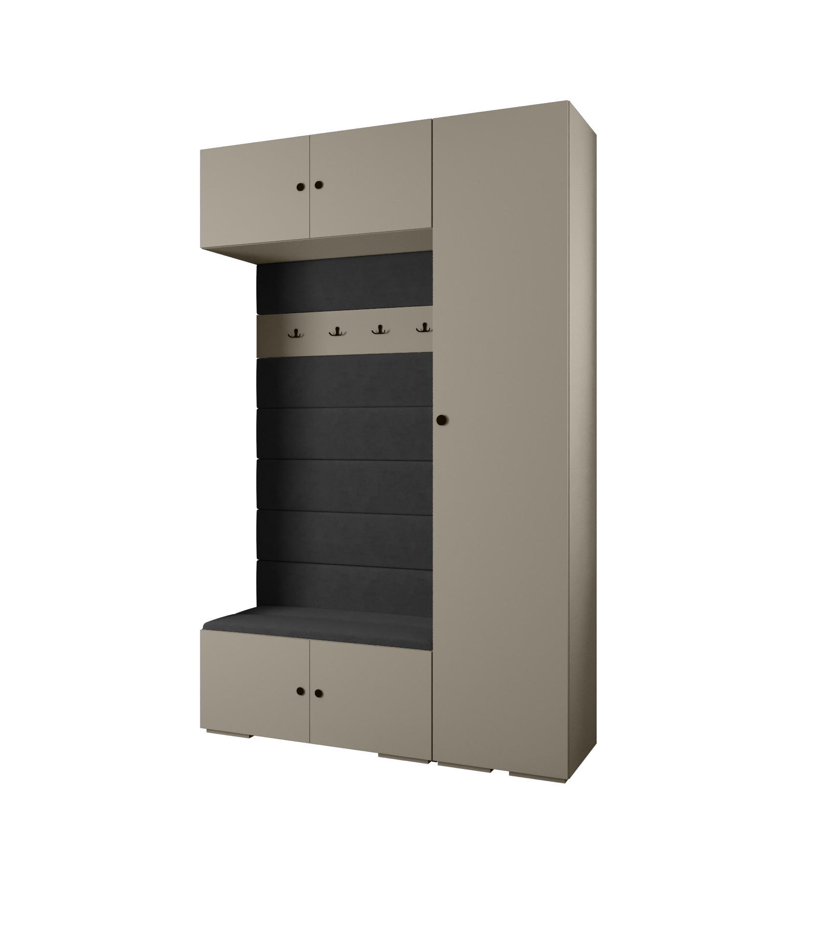 Abiks Möbel Garderoben-Set Kaschmir, Schwarz, Schwarz 150x236.7x47 cm
