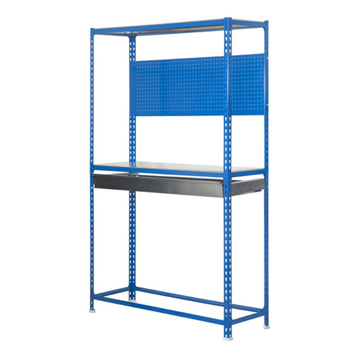REIFENREGAL mit Arbeitsfläche und Schubfach Metal Shark NO.5 HxBxT 200 x 100 x 40 cm 6 Reifen Blau - Blau, Metall (100/200/40cm) - PROREGAL